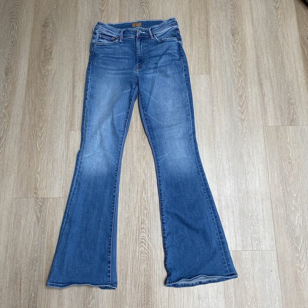 Mother Jeans Womens 27 Blue The Weekender Layover Flare High Rise Denim Stretch